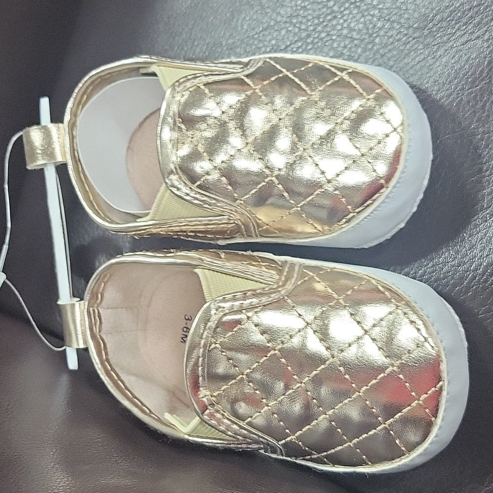 NWT Creations of Grace Baby Girl Rose Gold Vans Style Shoes